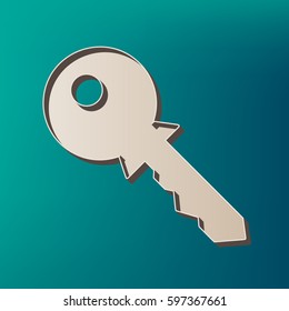 Key sign illustration. Vector. Icon printed at 3d on sea color background.