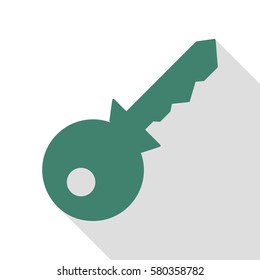 Key sign illustration. Veridian icon with flat style shadow path.