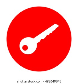 Key sign illustration. White icon on red circle.
