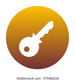 Key sign illustration. White icon in circle with golden gradient as background. Isolated.