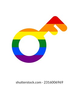 Key sign. Rainbow gay LGBT rights colored Icon at white Background. Illustration.