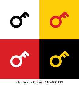 Key sign. Vector. Icons of german flag on corresponding colors as background.