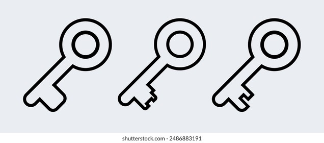 Key sign vector illustration. key outline icon, Opener signs, Set of user with key icon. User key icon, access, personal, security symbol isolated. lock keysymbol, keyfinder sign