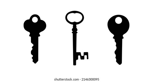 Key Silhouette. Black and White Icon Design Element on Isolated White Background
