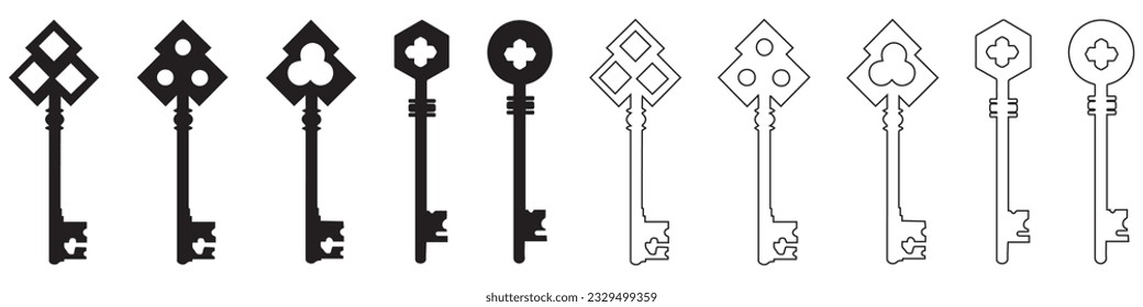 Key silhouette collection. Vector illustration 