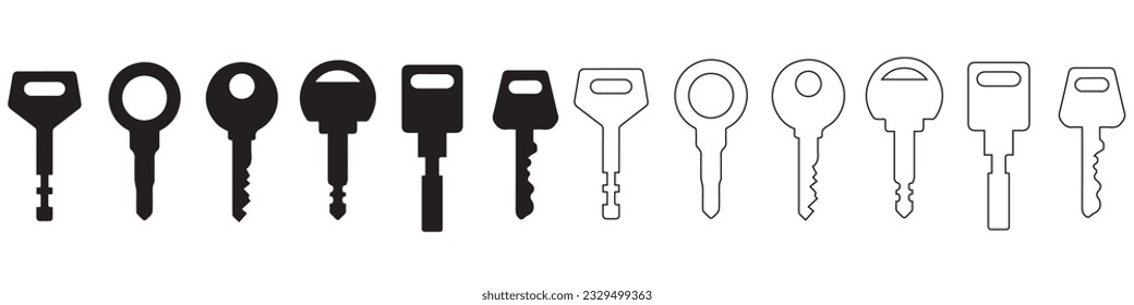 Key silhouette collection. Vector illustration 