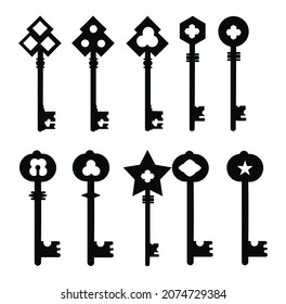 key silhouette icon vector set Collection,Home Key icon isolated on white background