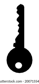Key silhouette isolated on white background. Vector illustration