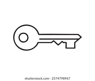 Key Silhouette: Minimalistic Black Outline Design on White Background