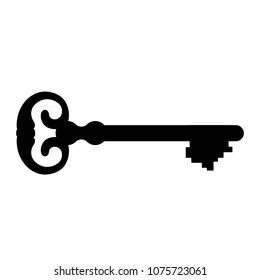 Key silhouette on white background. Vector illustration