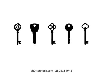 Key Silhouette Vector Icon Collection Set