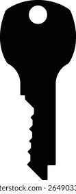 Key Silhouette Vector Illustration - Simple black silhouette of key isolated on a plain solid white background