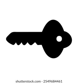 Key Silhouette Vector Illustration. This vector illustration showcases a simple yet bold silhouette of a traditional key. The design is minimalistic and features clean, solid black lines.