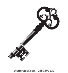 Key silhouette vector on white background