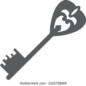 Key silhouette. Vintage victorian secret black icon isolated on white background