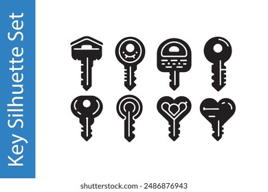 Key silhouettes are designed to be used as decorative elements in various projects.