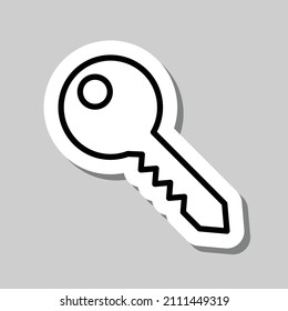 Key simple icon, vector. Flat desing. Sticker with shadow on gray background.ai