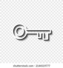 Key simple icon vector. Flat desing. White with shadow on transparent grid.ai