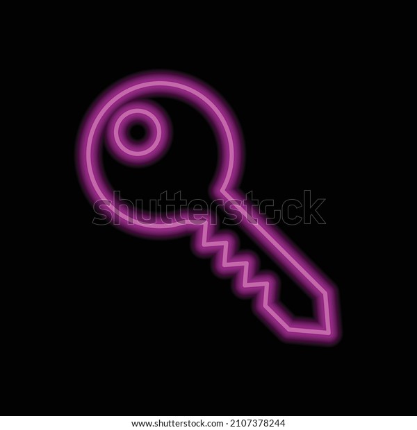 Key simple icon, vector. Flat desing.\
Purple neon on black\
background.ai