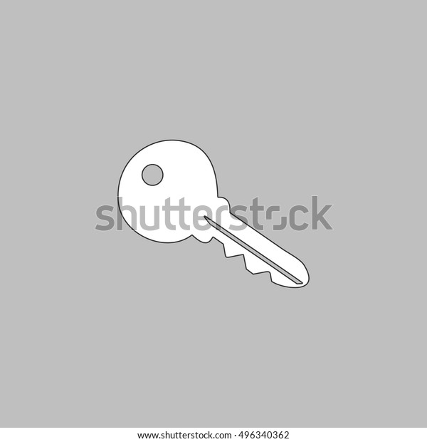 Key Simple line vector\
button. Thin line illustration icon. White outline symbol on grey\
background