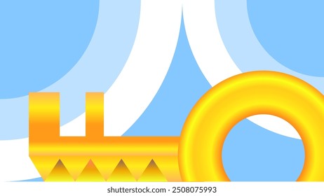 Clave en un fondo de geometría minimalista simple con una ilustración de dibujos animados de Vector de área de Espacio para texto. Adecuado para el contenido de fondo de concienciación de seguridad
