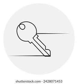 Key single continuous one line out line vector art  drawing  and tattoo design
