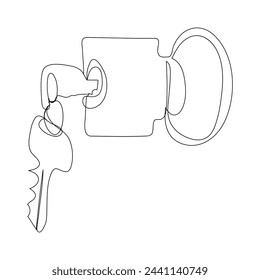 Key single line vector one continuous line drawing of key key line icon