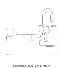 Key single line vector one continuous line drawing of key key line icon