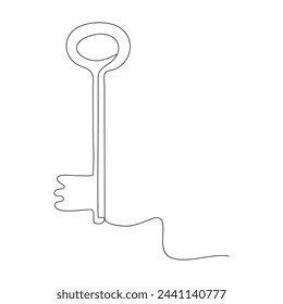 Key single line vector one continuous line drawing of key key line icon