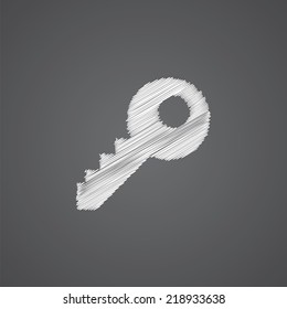 key sketch logo doodle icon isolated on dark background 