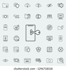 key to smart phone icon. Virus Antivirus icons universal set for web and mobile