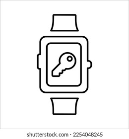 Icono de reloj inteligente clave en estilo de línea