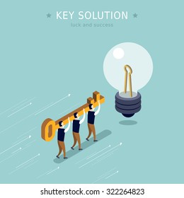 key solution concept 3d isometric flat design 