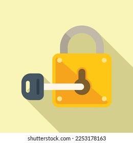 Key solution padlock icon flat vector. Creative business. Help data