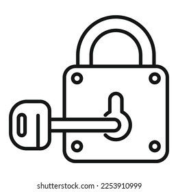 Key solution padlock icon outline vector. Creative business. Help data