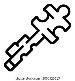 Key solving icon. Outline key solving vector icon for web design isolated on white background