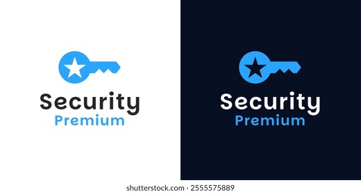 Key and star logo for secure service concept vector symbol illustration