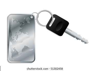 Key with steel map keyholder