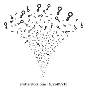 Key stream fountain. Vector illustration style is flat iconic symbols. Object fountain created from random icons as key fireworks.