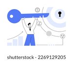 Key to success abstract concept vector illustration. Business success, business assets, company mission, vision and philosophy. Startup teamwork and collaboration, company growth abstract metaphor.