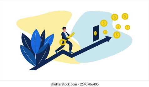 Key To Success Abstract Concept Vector Illustration. Business Success, Business Assets, Company Mission, Vision And Philosophy. Startup Teamwork And Collaboration, Company Growth Abstract Metaphor.