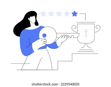 Key to success abstract concept vector illustration. Business success, business assets, company mission, vision and philosophy. Startup teamwork and collaboration, company growth abstract metaphor.