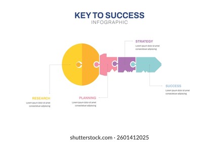key success achievement grow infographic template for business. growth or progress to achieve goal and target 4 step