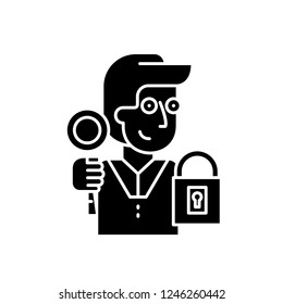 Key to success black icon, vector sign on isolated background. Key to success concept symbol, illustration 