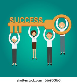 key success business concept vector illustration