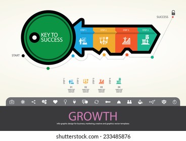 key to success for business template, template modern info graphics design, marketing, creative templates and graphics vector