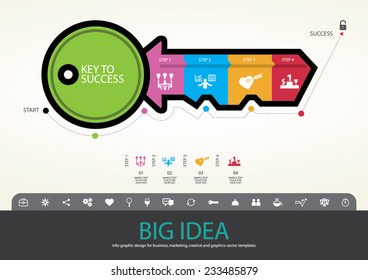 key to success for business template, template modern info graphics design, marketing, creative templates and graphics vector