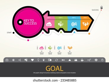 Key To Success For Business Template, Template Modern Info Graphics Design, Marketing, Creative Templates And Graphics Vector