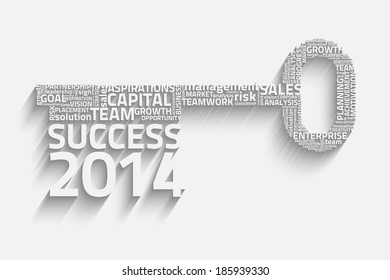 key success with business words, creative vector idea, 2014 concept