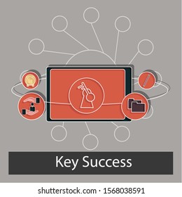 Key success concept . Creative idea design. Flat vector illustration for template, brochure, presentation or web page.